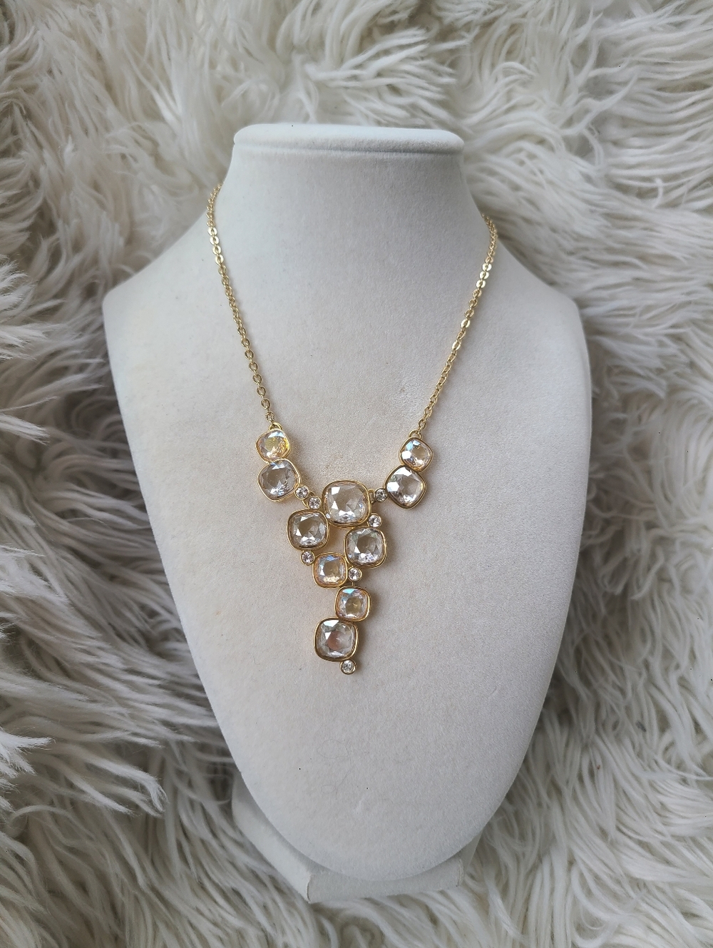 Swarovski Fantasy Gold Toned Crystal Statement Necklace- Excellent Condition